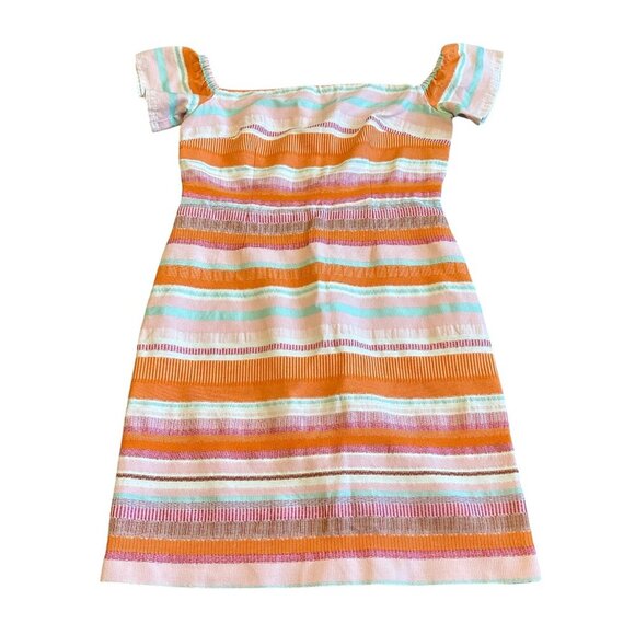 Hutch Antropologie Colorful Stripe Sheath Dress Cotton Blend Off-Shoulder 10 - Picture 1 of 11